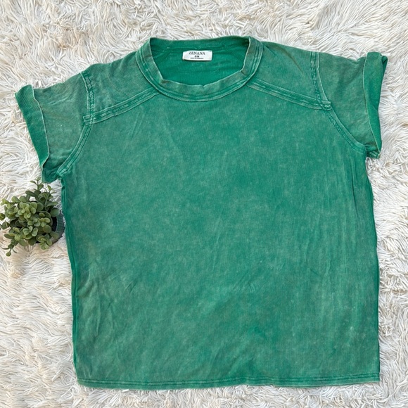 ๐HP๐ Zenana Ribbed Garment Washed Top ๐ Kelly Green - Picture 3 of 12